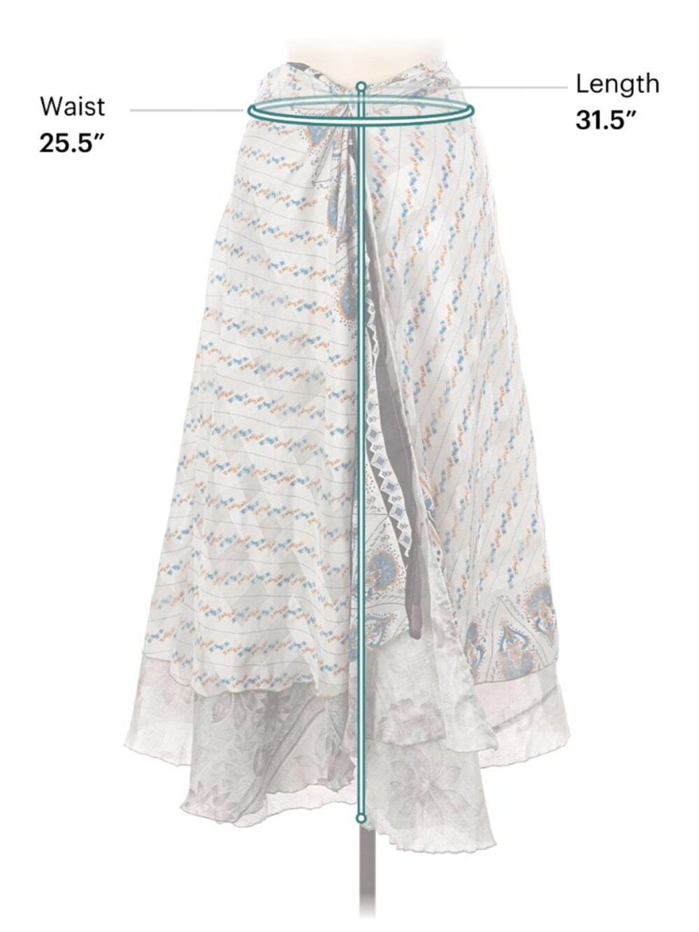 Henna 100% Silk Wrap Skirt - Multi-Colored - One Size - Picture 4 of 7